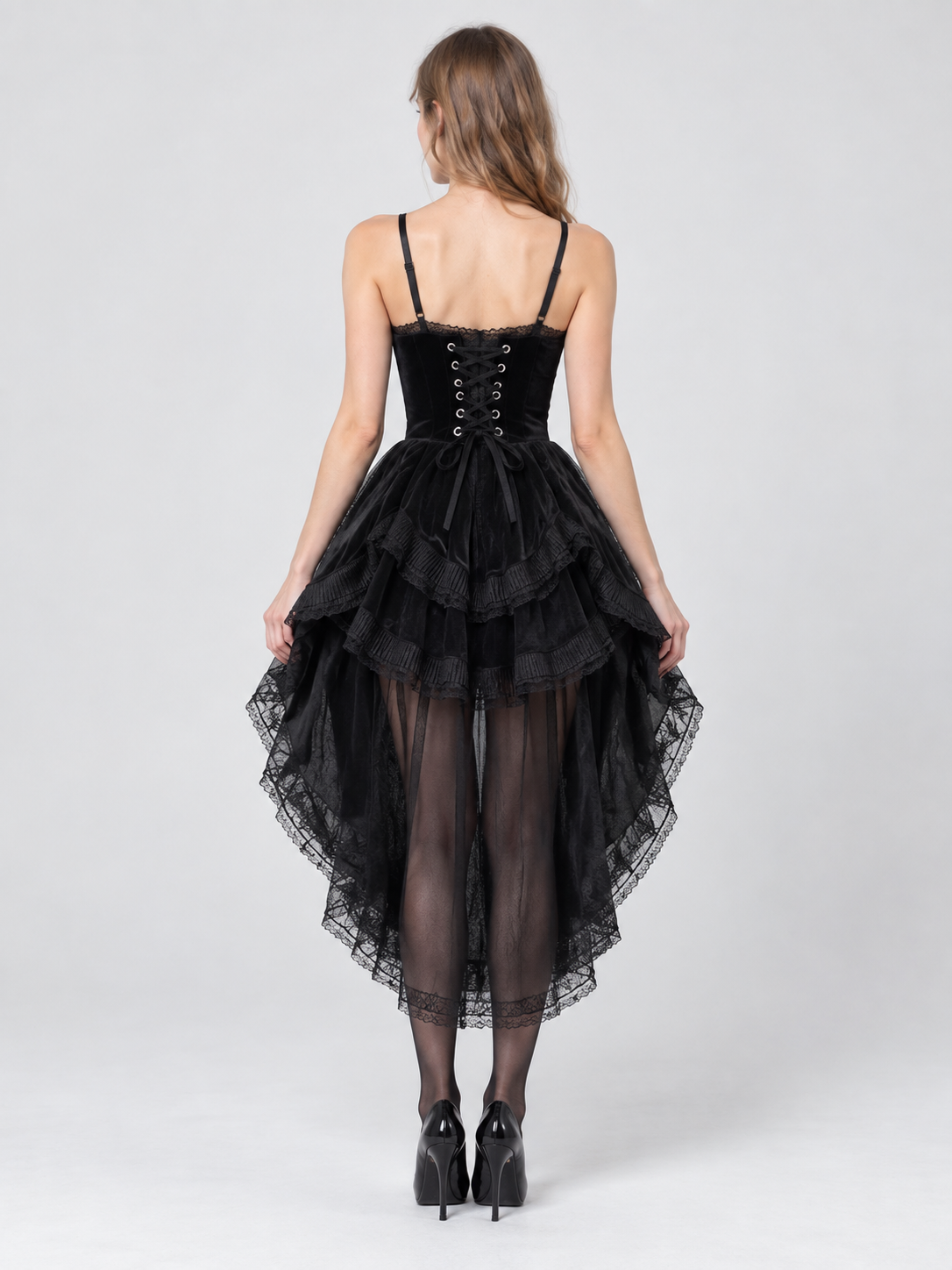 Vampire Costume: Black Lace-Up Dress