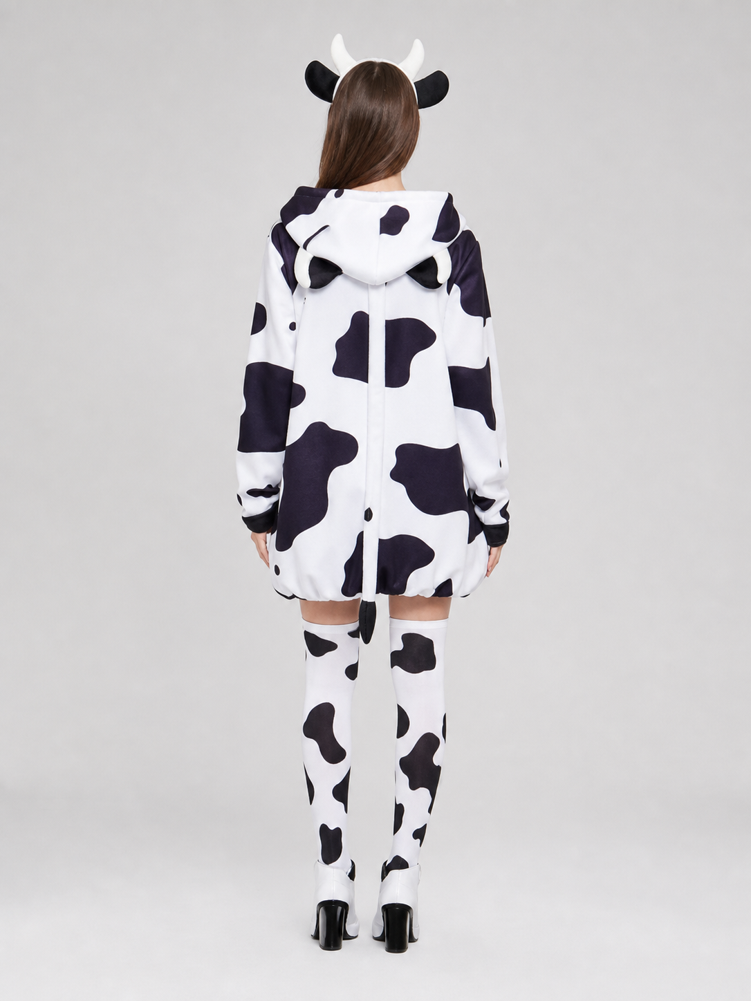 Adult Cow Costume with Headband, Tail, and Leg Warmers