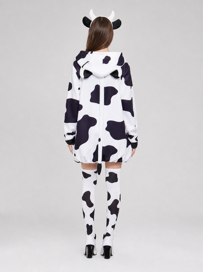 Adult Cow Costume with Headband, Tail, and Leg Warmers