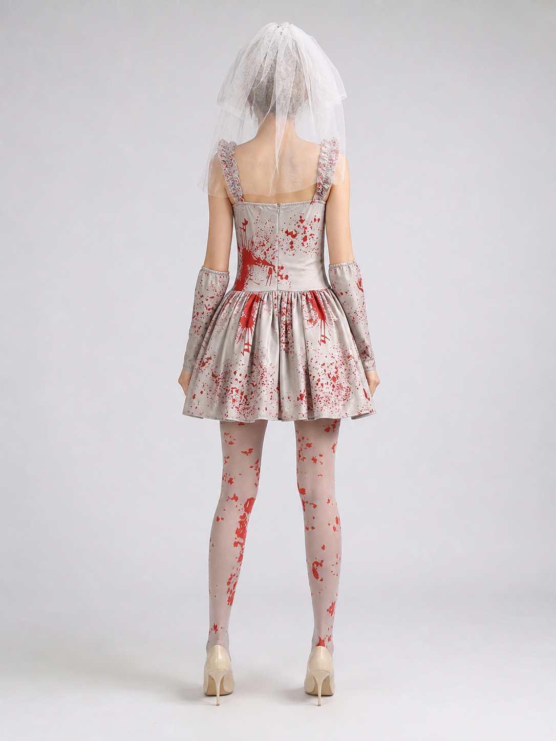Halloween vampire costume with veil and gloves