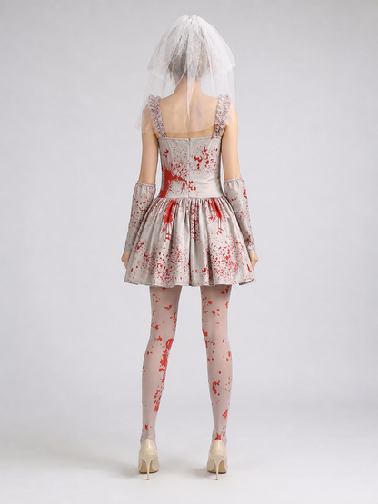 Halloween vampire costume with veil and gloves