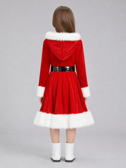 New Year's hooded costume, red dress
