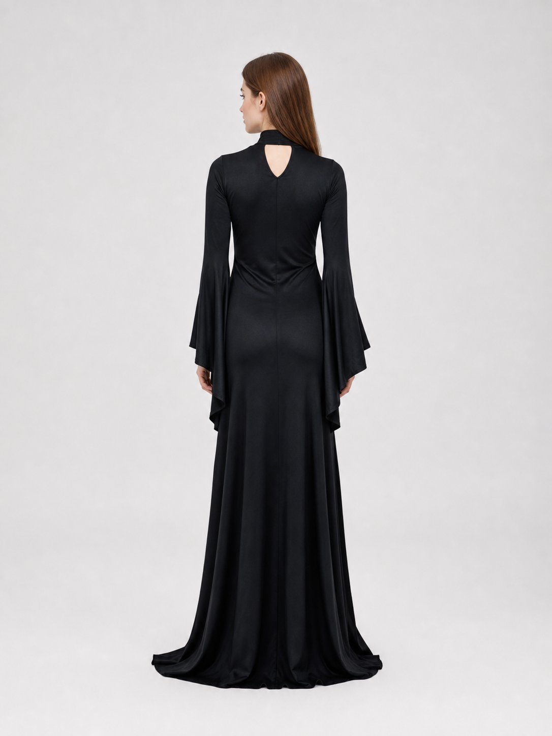Black Gothic Floor-Length Evening Dress