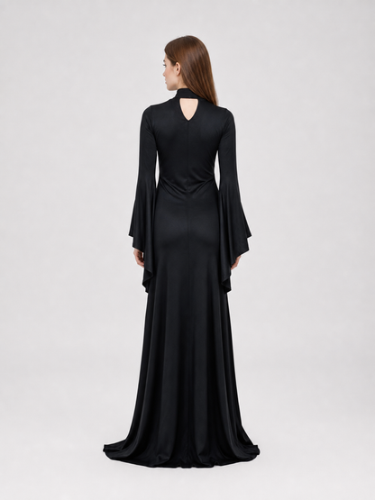 Black Gothic Floor-Length Evening Dress