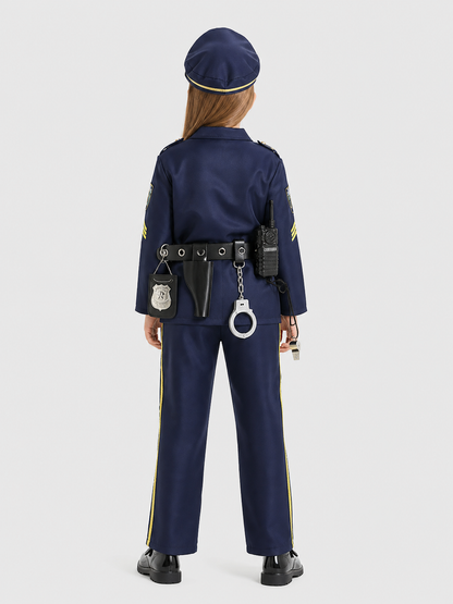 Police Cosplay Costume Set with Cap and Accessories back view