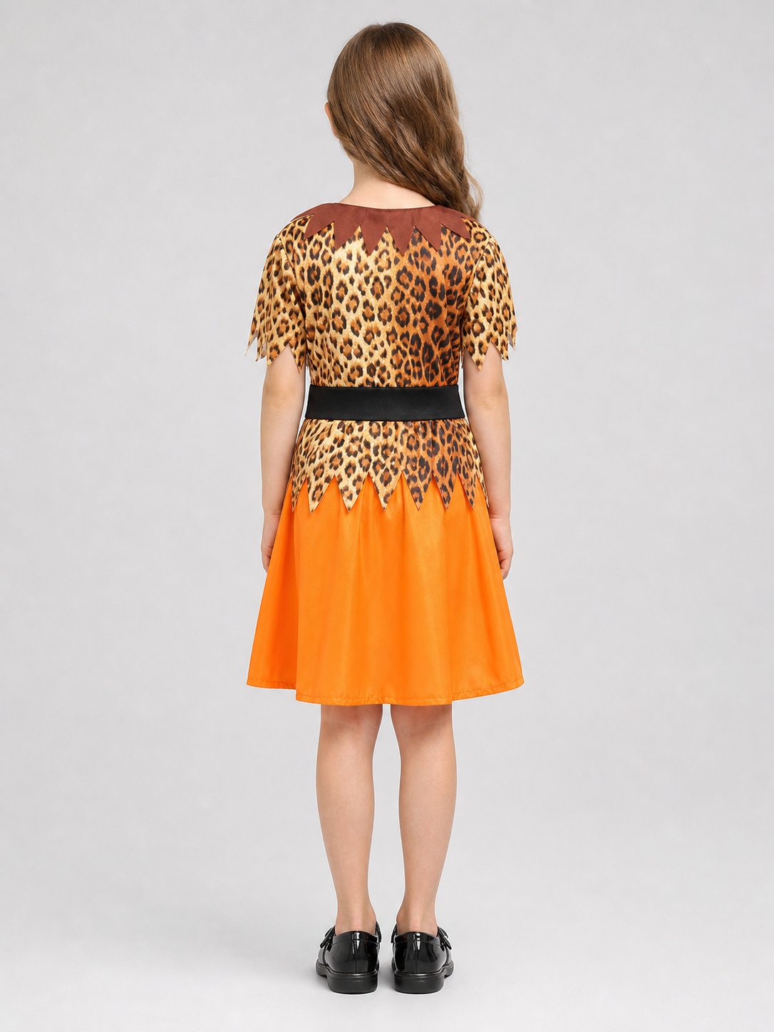 Kids' Caveperson Costume with Leopard-Print Top