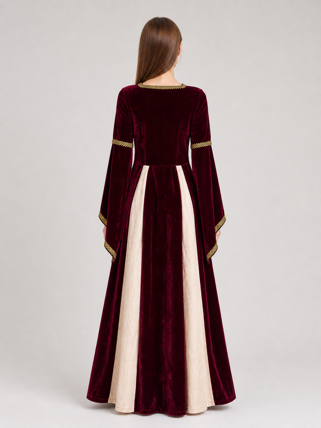 The dress is designed in the style of a European palace costume and is intended back view