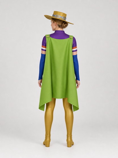 Gyro Zeppeli Cosplay Costume: Jumpsuit, Cape, Hat back view
