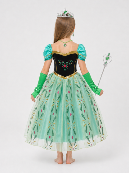 Children’s Snow Queen Costume with Crown and Accessories back view