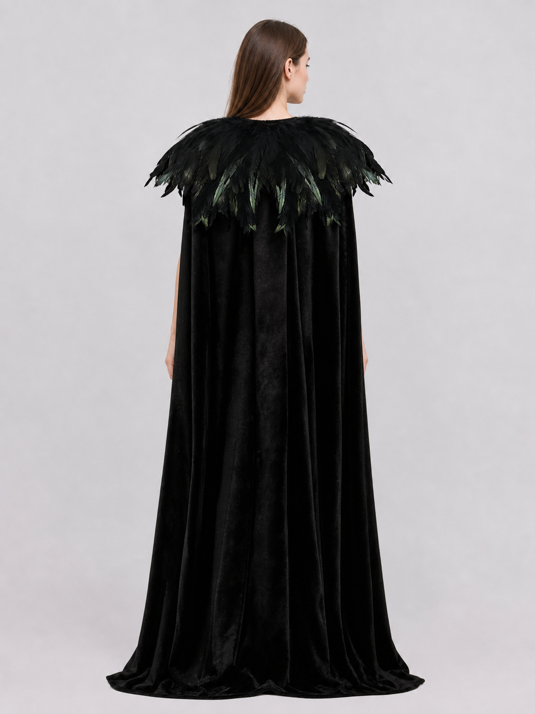 Black Velvet Feather Cape