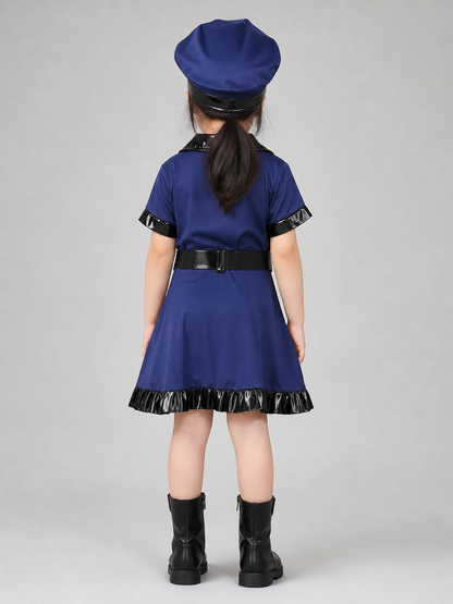 Police Costume: Dress, Hat, Belt, and Handcuffs