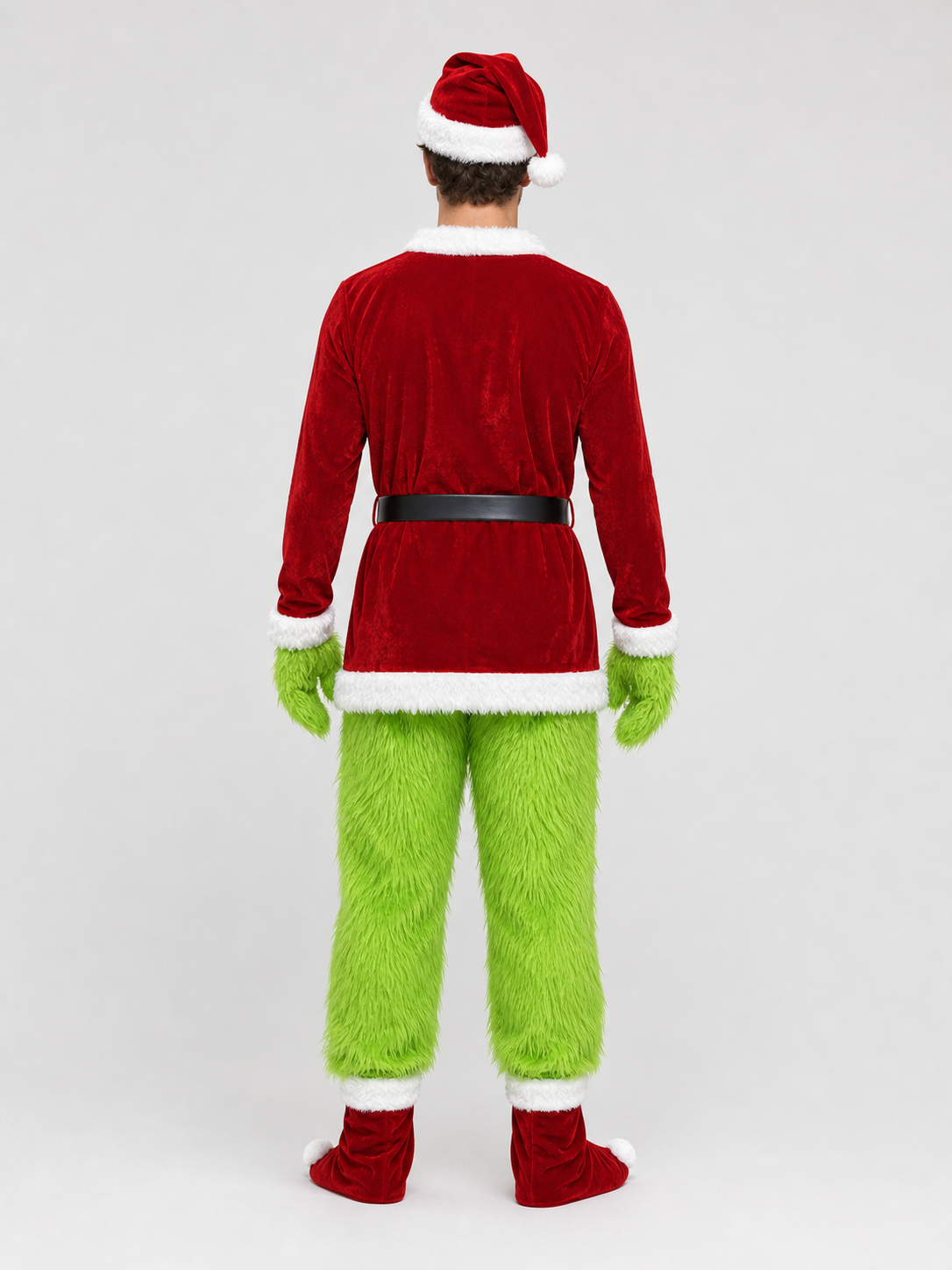 Grinch Costume for New Year's, Green Furry Look back view