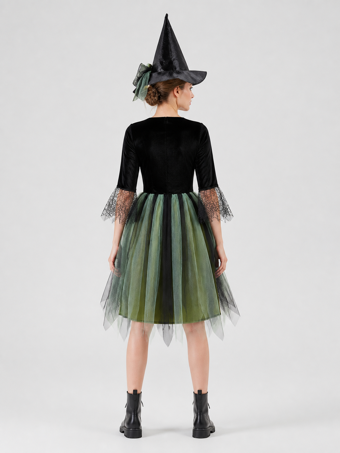 Halloween Witch Dress with Layered Skirt back view
