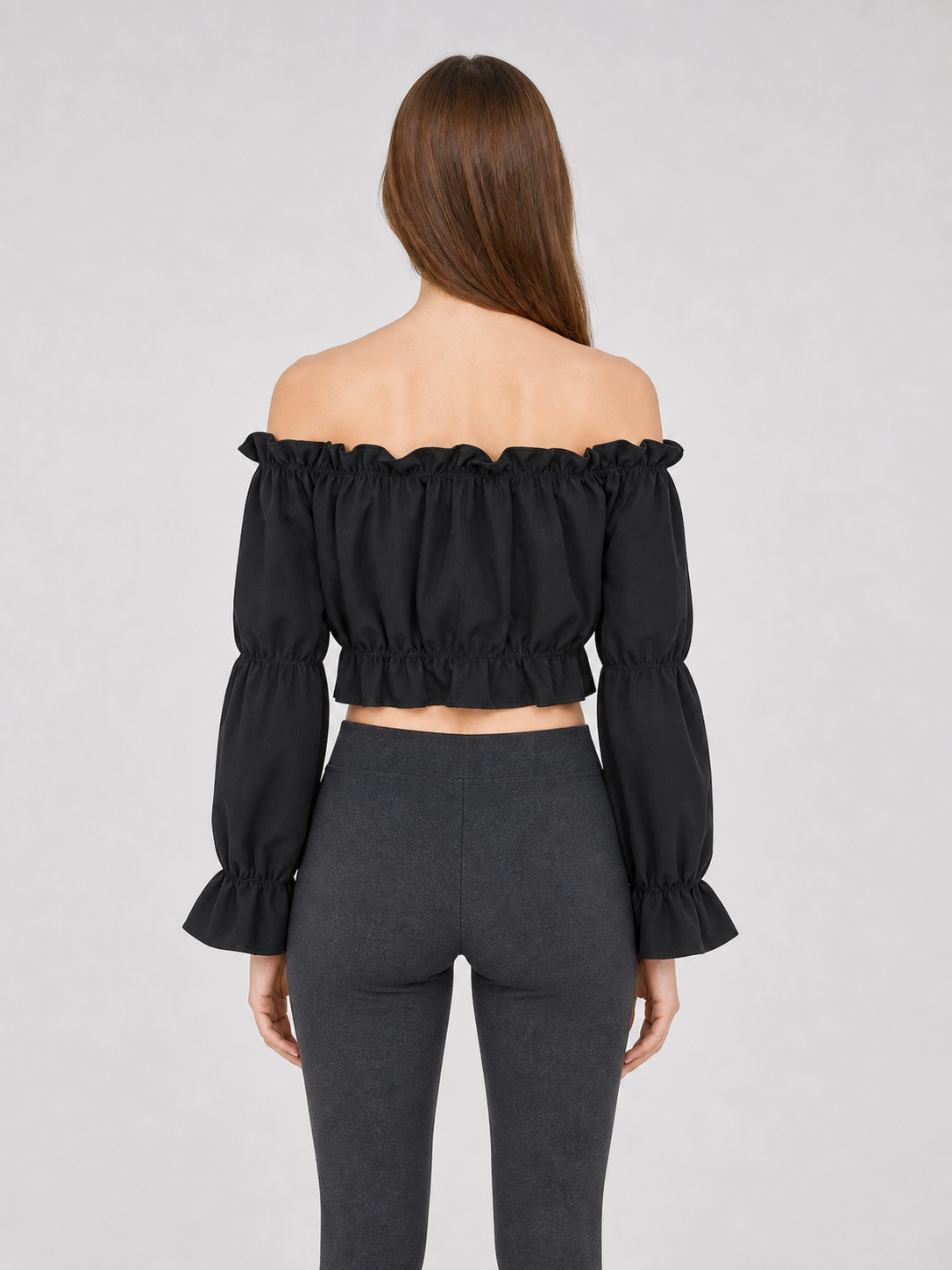 Cropped Off-the-Shoulder Top with Sleeves