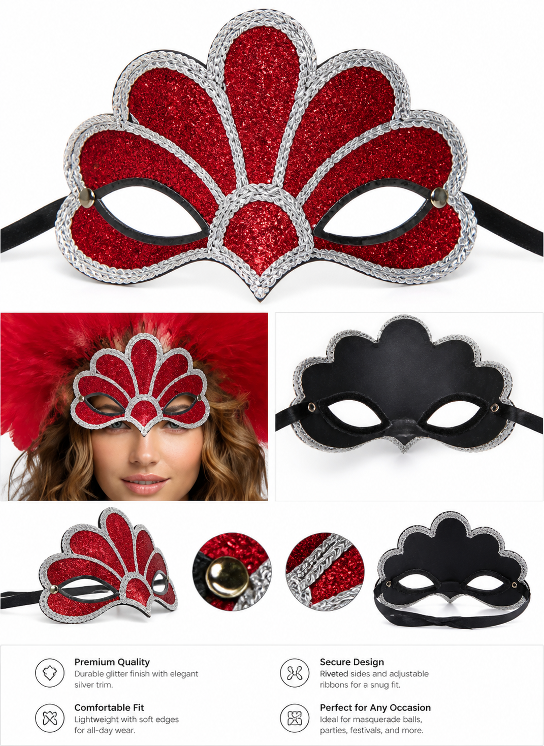 Red Feather Carnival Headpiece product view 24