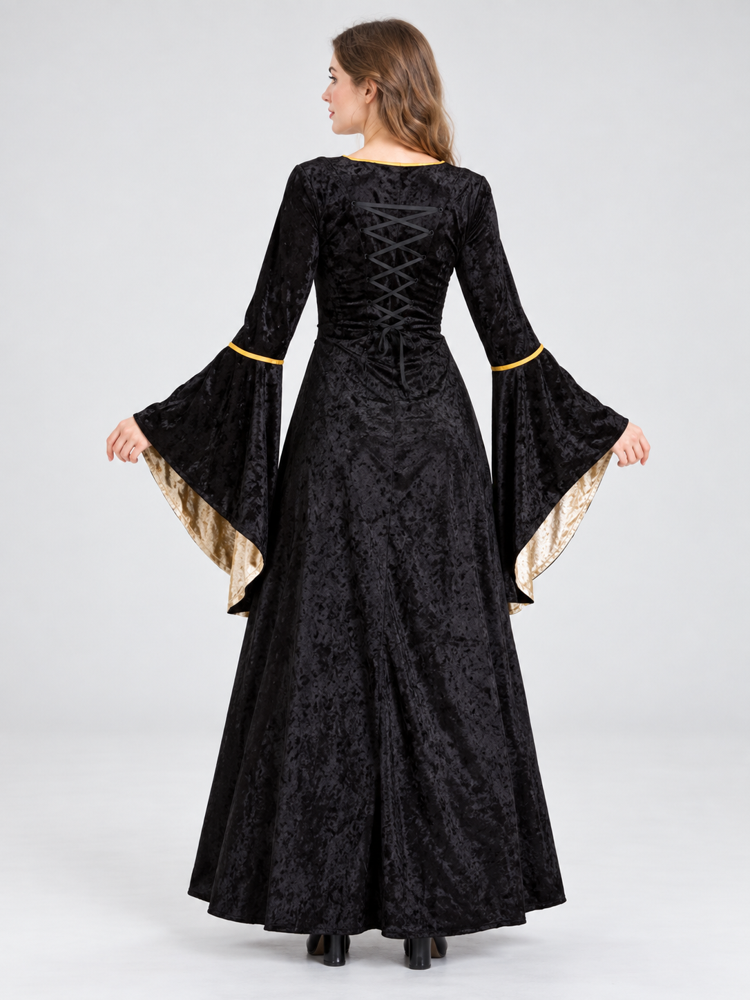 Black Velvet Carnival Dress with Gold-Tone Insert