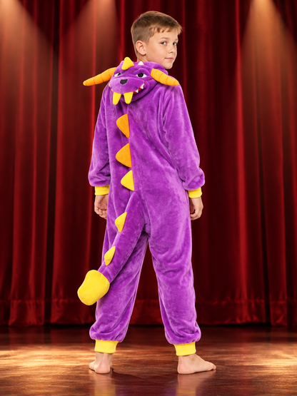 Purple Dragon Hooded and Tailed Pajama Jumpsuit