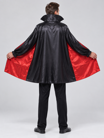 Vampire Costume with Cape and Fangs back view