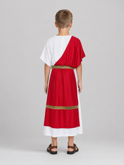 Ancient Greek Costume with Red and Gold Ribbons back view 3