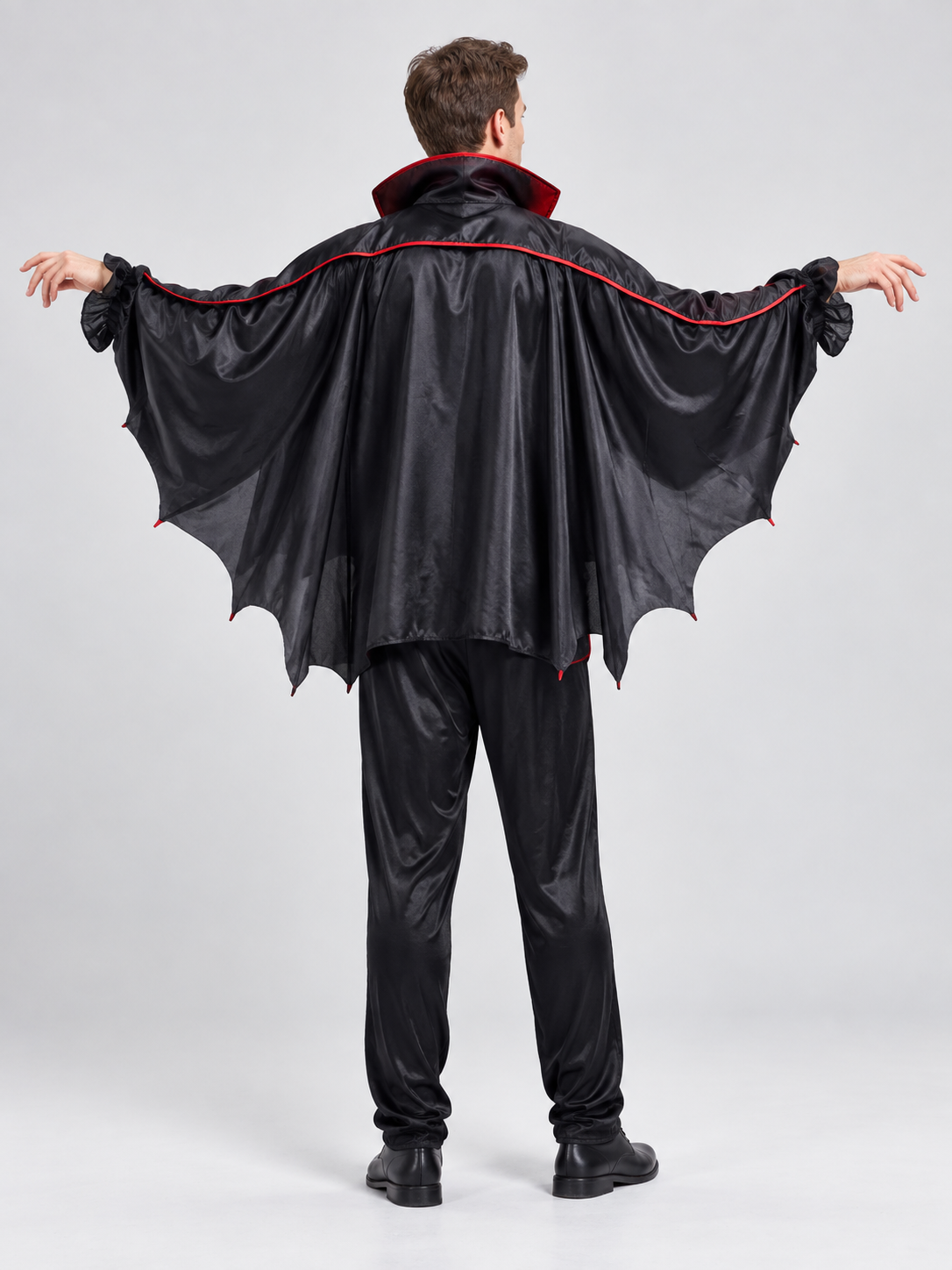 Vampire Costume with Bat-Wing Cape and Collar back view