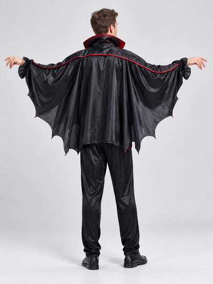 Vampire Costume with Bat-Wing Cape and Collar back view