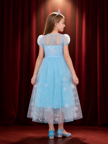 Girls' Ice Princess Costume Dress, Sequin Snowflake Tulle Gown