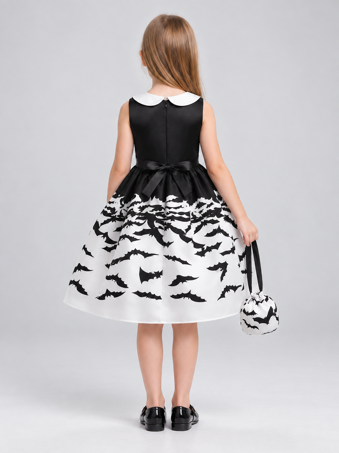 Children’s Carnival Dress with Collar and Bats back view