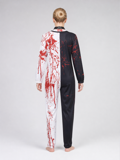 Horror Clown Costume, Jumpsuit with Scarf