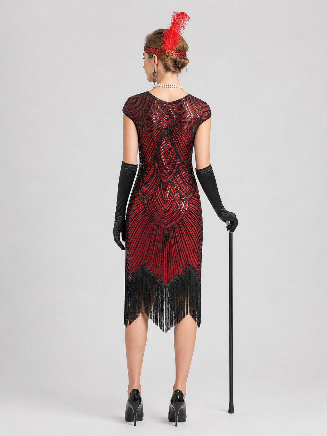 1920s Gatsby-Style Fringe Dress Set back view