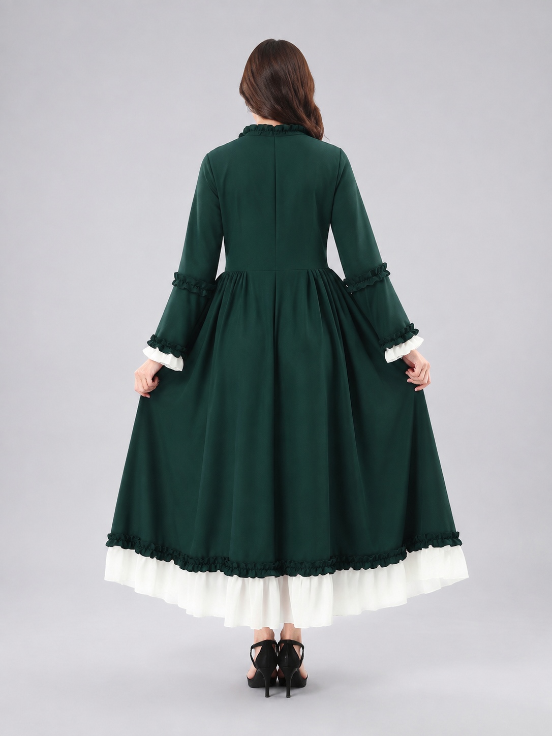 Stage Dark Green Dress with White Trim back view