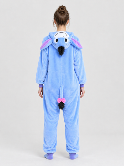 Flannel Kigurumi Pajama with Hood and Bow-Tailed
