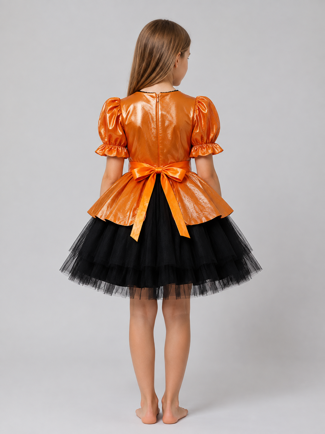 Children's Costume Dress with Puff Sleeves back view
