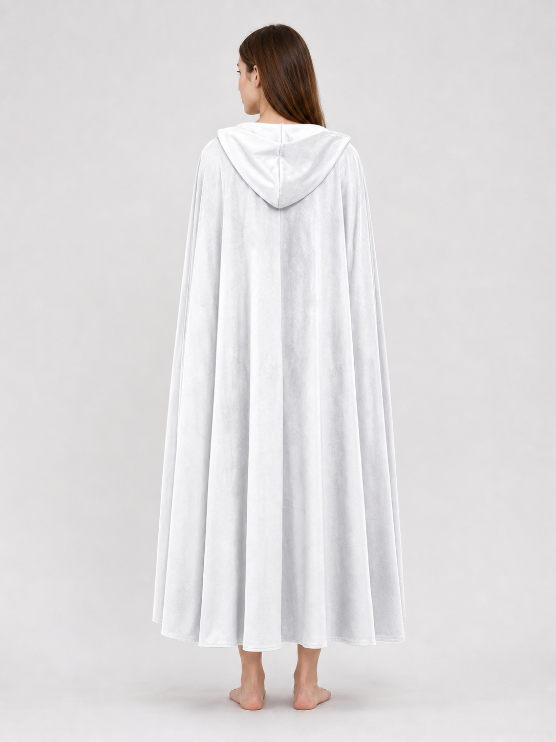 Long White Hooded Carnival Cloak