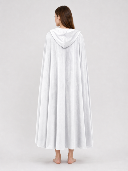 Long White Hooded Carnival Cloak