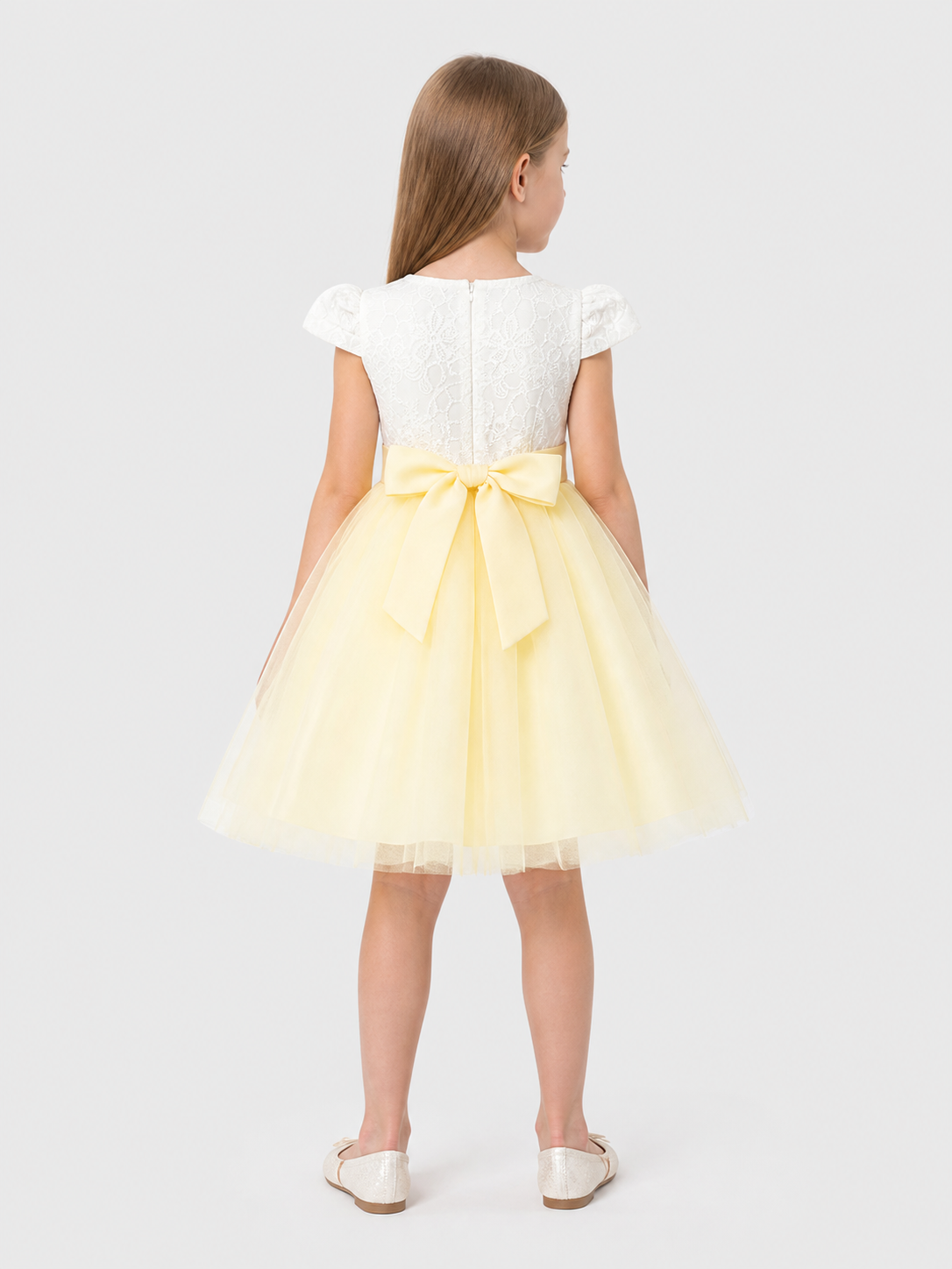 Children's Tulle Princess Dress with Full Skirt back view