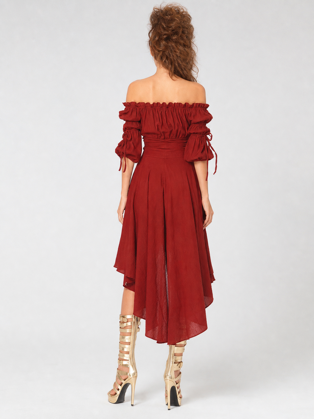 Retro Stage Dress with Asymmetrical Skirt