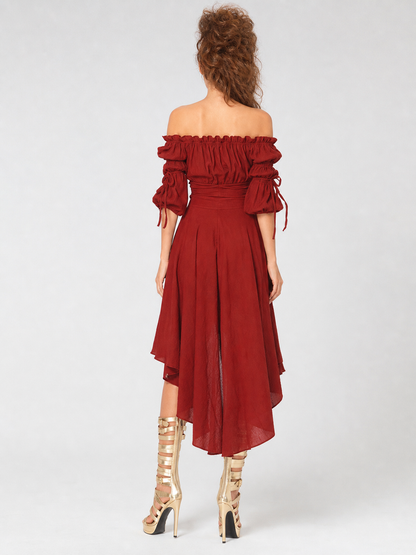 Retro Stage Dress with Asymmetrical Skirt