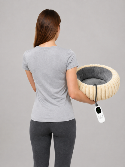 Round Heated Pet Bed back view