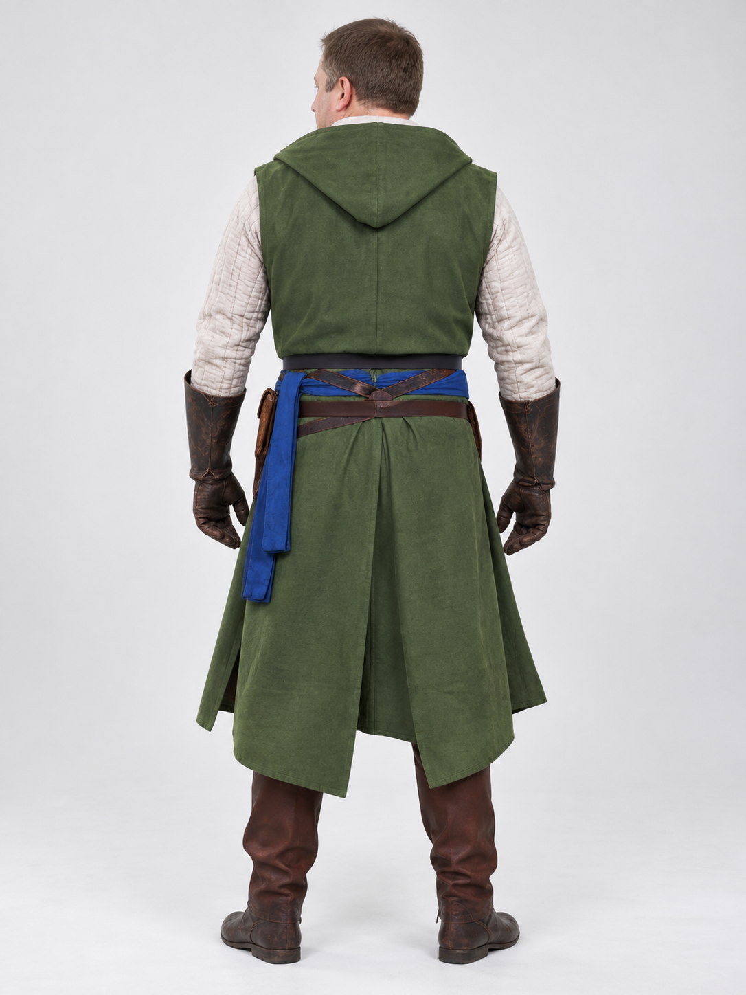 Long Dark Green Vest with Lacing and Slits