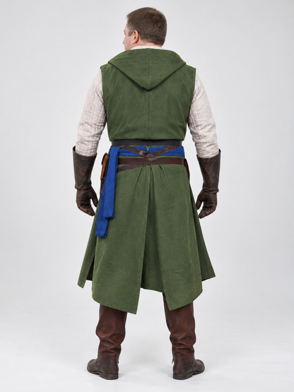 Long Dark Green Vest with Lacing and Slits