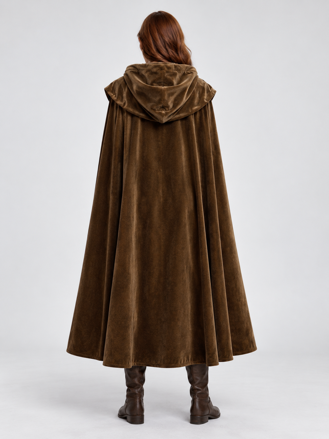 Long Hooded Cape, Dark Brown