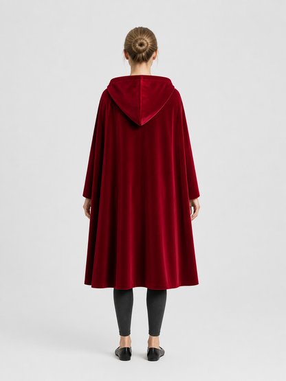 Red Hooded Cape with Lace for Halloween back view