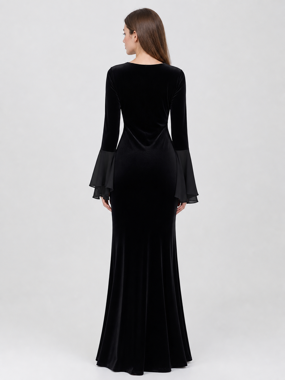 Black Gothic Floor-Length Evening Dress