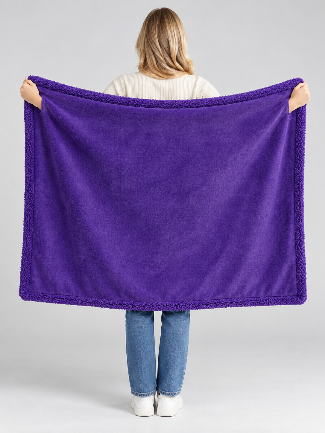 Purple Reversible Polyester Dog Blanket back view