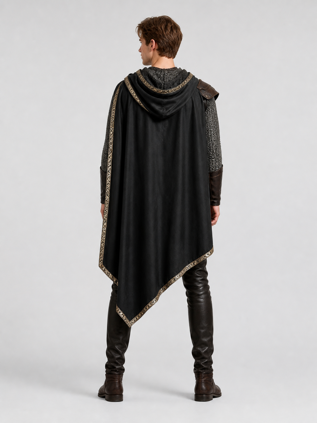 Black Medieval Hooded Carnival Cape