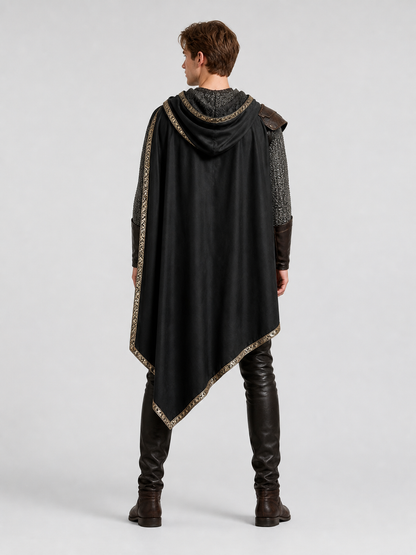 Black Medieval Hooded Carnival Cape