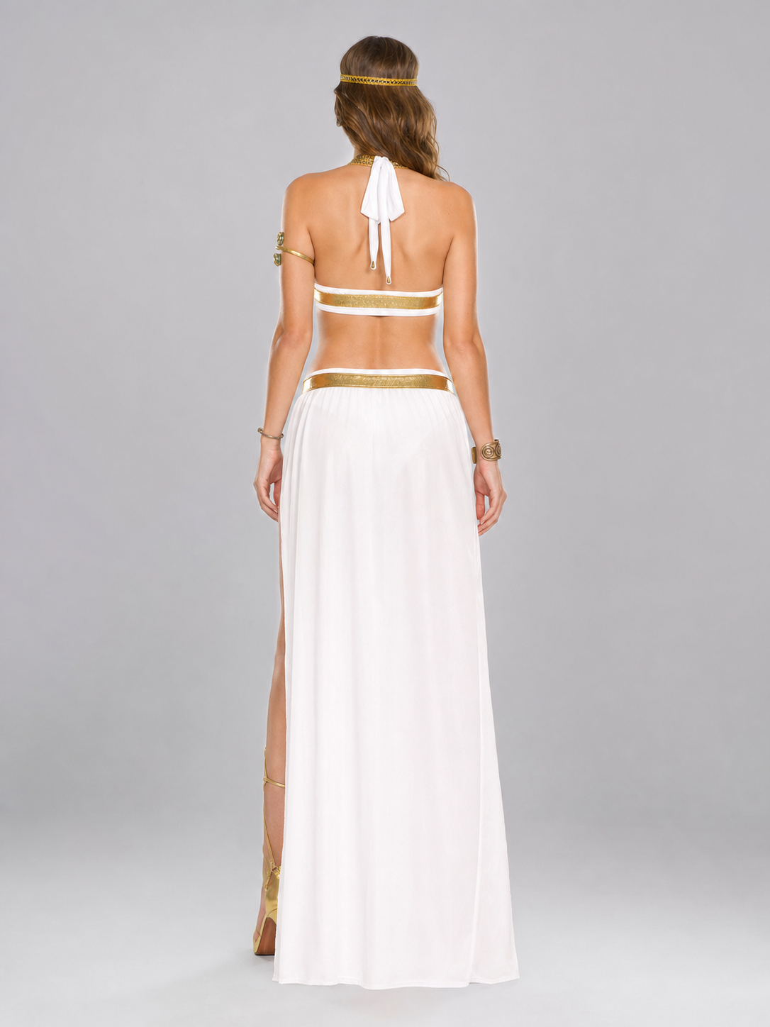 White Cleopatra Costume with Gold Decoration