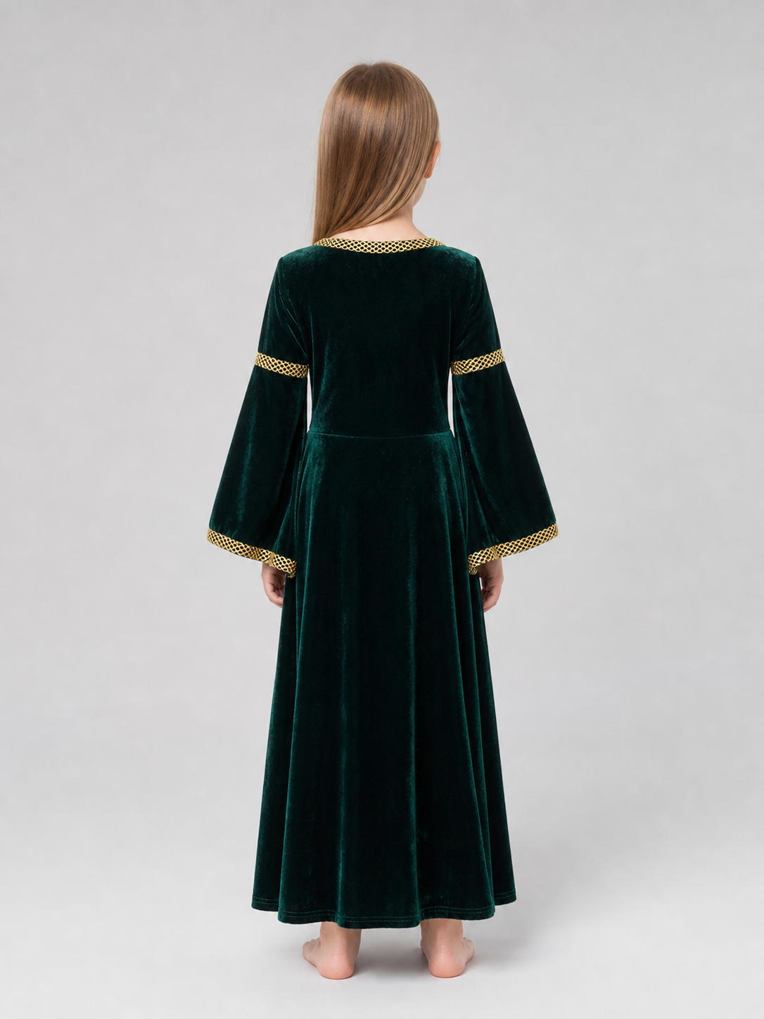 Medieval Floor-Length Dress with Bell Sleeves