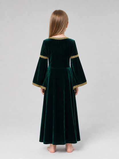 Medieval Floor-Length Dress with Bell Sleeves