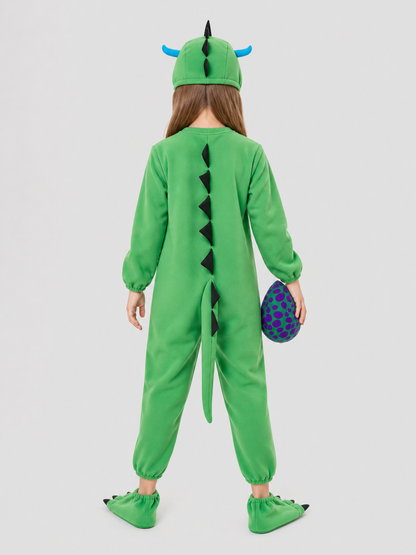 Dinosaur Costume for Children's Cosplay, Green Jumpsuit back view